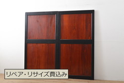 アンティーク建具　明治大正期　木味が魅力の古い格子扉(木製ドア)(R-044930)