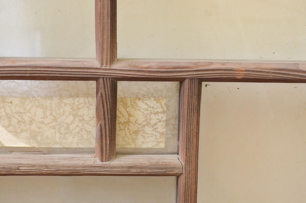 アンティーク建具　大正ロマン　ノスタルジックな雰囲気溢れるガラス窓2枚セット(引き戸、ガラス戸)(R-071263)