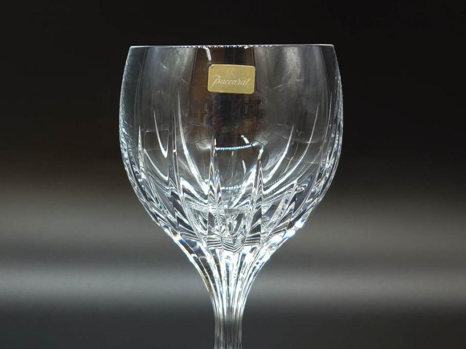 フランス　Baccarat　バカラ　マッセナ　繊細なカットが華やかな空間を演出するワイングラス3客セット(フルレッドクリスタルガラス)(R-073821)