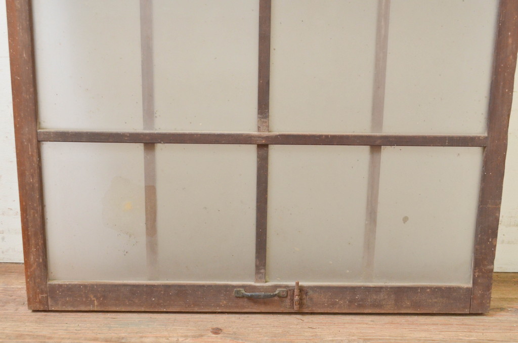 アンティーク建具　レトロな空間作りにおすすめなガラス窓1枚(ガラス扉、嵌め殺し、FIX窓、フィックス)(R-071265)