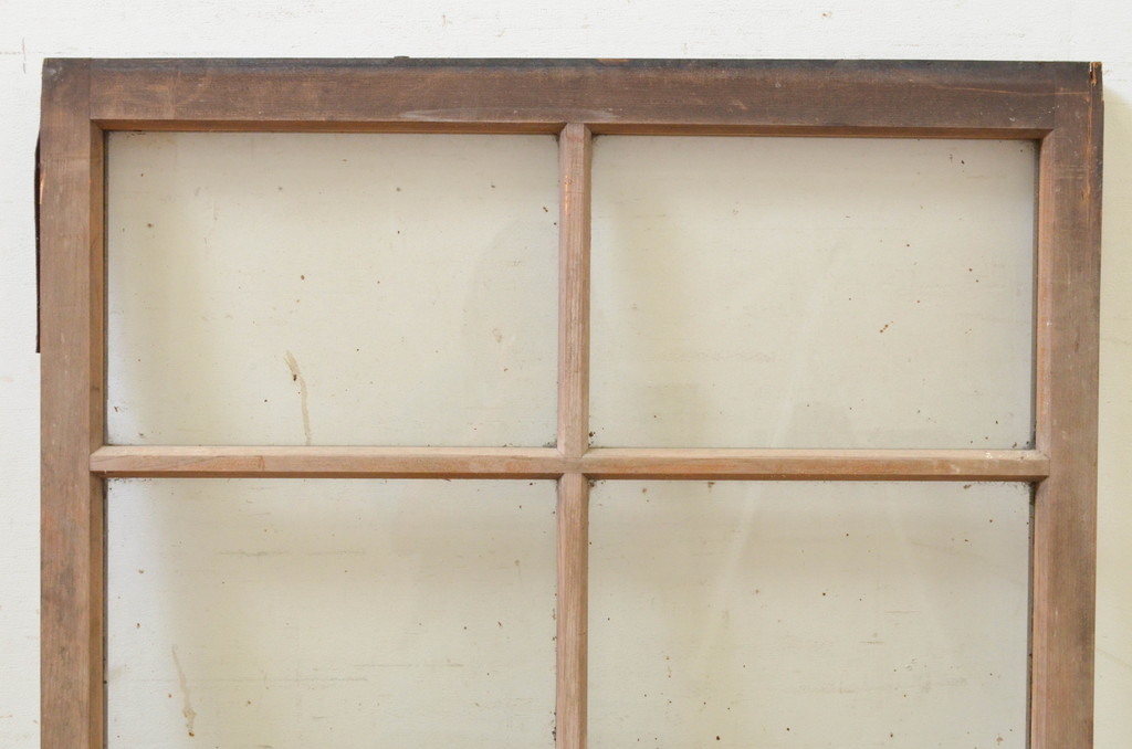 アンティーク建具　経年を感じさせる古い木味が魅力のFIX窓1枚(ガラス窓、嵌め殺し、フィックス)(R-071266)