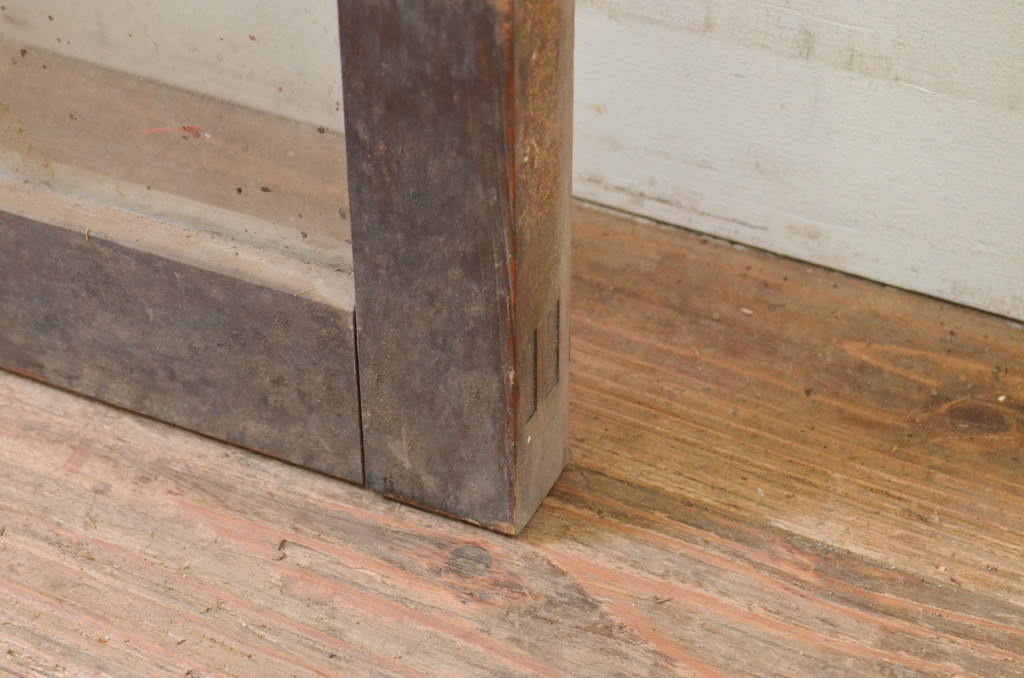 アンティーク建具　経年を感じさせる古い木味が魅力のFIX窓1枚(ガラス窓、嵌め殺し、フィックス)(R-071266)