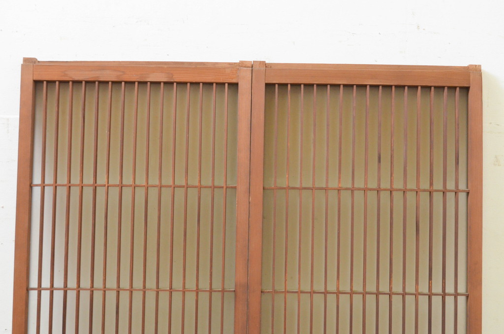 アンティーク建具　片面ガラス　上質な和の空間を演出する書院戸2枚セット(引き戸、ガラス戸、ガラス窓)(R-070992)