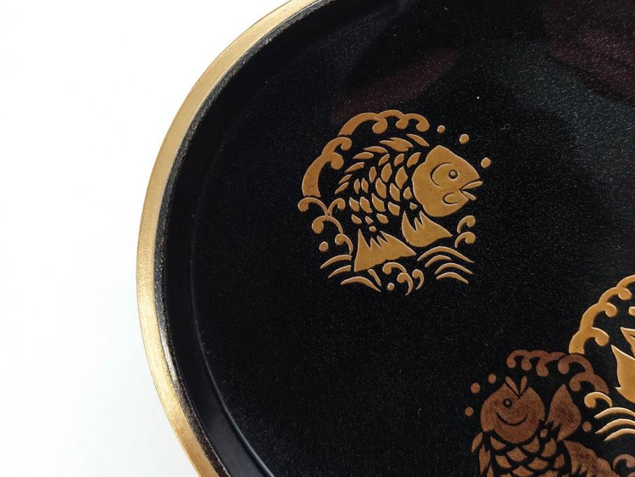高木玉栄　荒磯　月日貝　上品な蒔絵とデザイン性に心惹かれる香合(シェル、鯛、魚、波紋、香道具、茶道具、蒔絵、木製、漆器、小物入れ、鵬雲斎書付き、共箱付き)(R-079308)