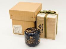 木具師 橋村萬象造　細やかな蒔絵が魅力の棗(折撓、花押、春秋、たんぽぽ、すすき、ススキ、花、植物、鵬雲斎書付き、木製、漆器、茶入れ、茶道具、茶筒、茶器、共箱付き)(R-079309)