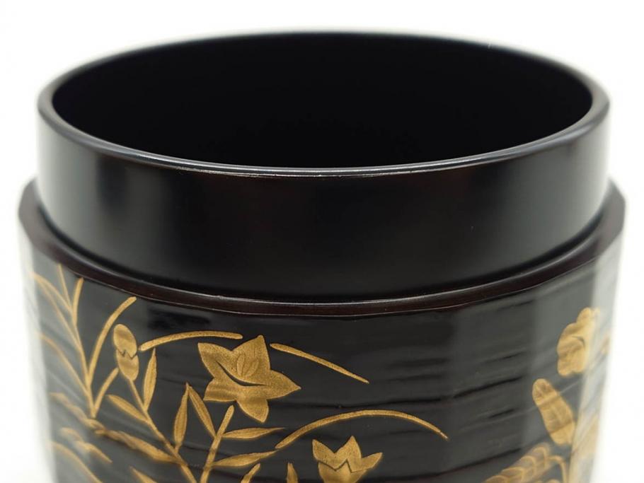 木具師 橋村萬象造　細やかな蒔絵が魅力の棗(折撓、花押、春秋、たんぽぽ、すすき、ススキ、花、植物、鵬雲斎書付き、木製、漆器、茶入れ、茶道具、茶筒、茶器、共箱付き)(R-079309)