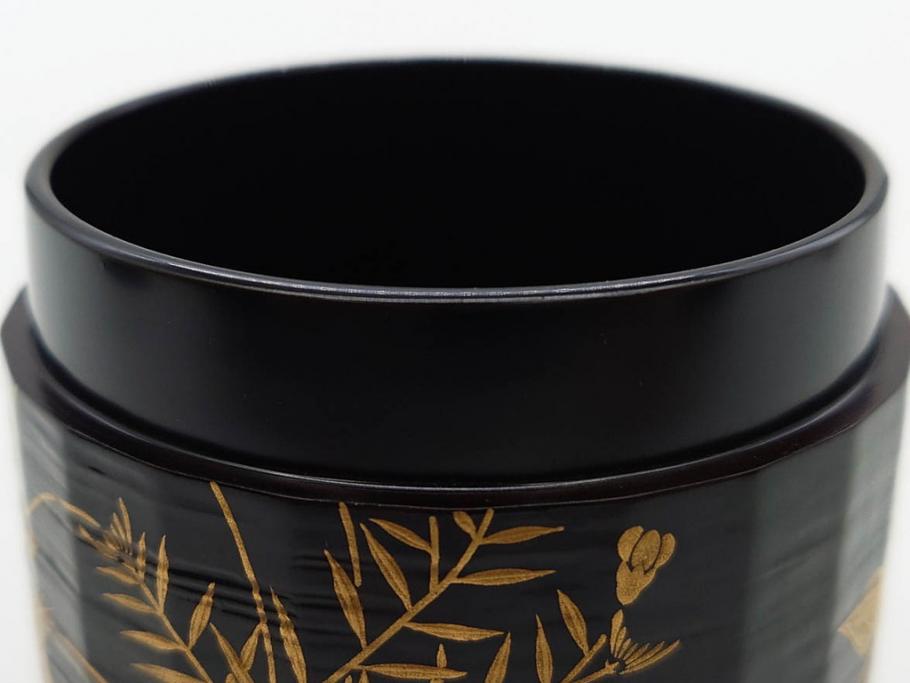 木具師 橋村萬象造　細やかな蒔絵が魅力の棗(折撓、花押、春秋、たんぽぽ、すすき、ススキ、花、植物、鵬雲斎書付き、木製、漆器、茶入れ、茶道具、茶筒、茶器、共箱付き)(R-079309)