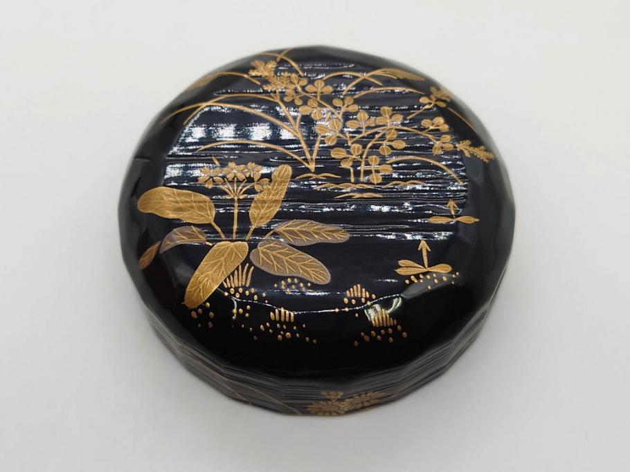 木具師 橋村萬象造　細やかな蒔絵が魅力の棗(折撓、花押、春秋、たんぽぽ、すすき、ススキ、花、植物、鵬雲斎書付き、木製、漆器、茶入れ、茶道具、茶筒、茶器、共箱付き)(R-079309)