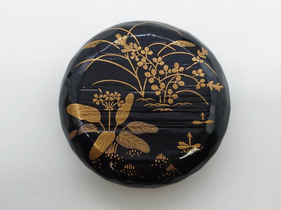 木具師 橋村萬象造　細やかな蒔絵が魅力の棗(折撓、花押、春秋、たんぽぽ、すすき、ススキ、花、植物、鵬雲斎書付き、木製、漆器、茶入れ、茶道具、茶筒、茶器、共箱付き)(R-079309)