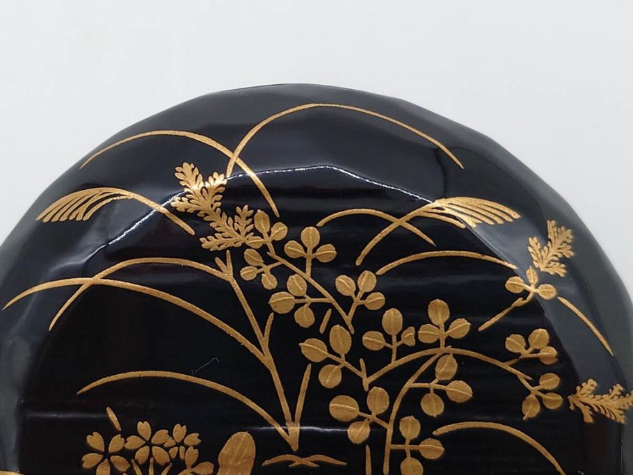 木具師 橋村萬象造　細やかな蒔絵が魅力の棗(折撓、花押、春秋、たんぽぽ、すすき、ススキ、花、植物、鵬雲斎書付き、木製、漆器、茶入れ、茶道具、茶筒、茶器、共箱付き)(R-079309)