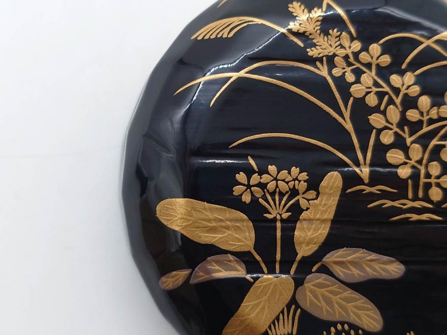 木具師 橋村萬象造　細やかな蒔絵が魅力の棗(折撓、花押、春秋、たんぽぽ、すすき、ススキ、花、植物、鵬雲斎書付き、木製、漆器、茶入れ、茶道具、茶筒、茶器、共箱付き)(R-079309)