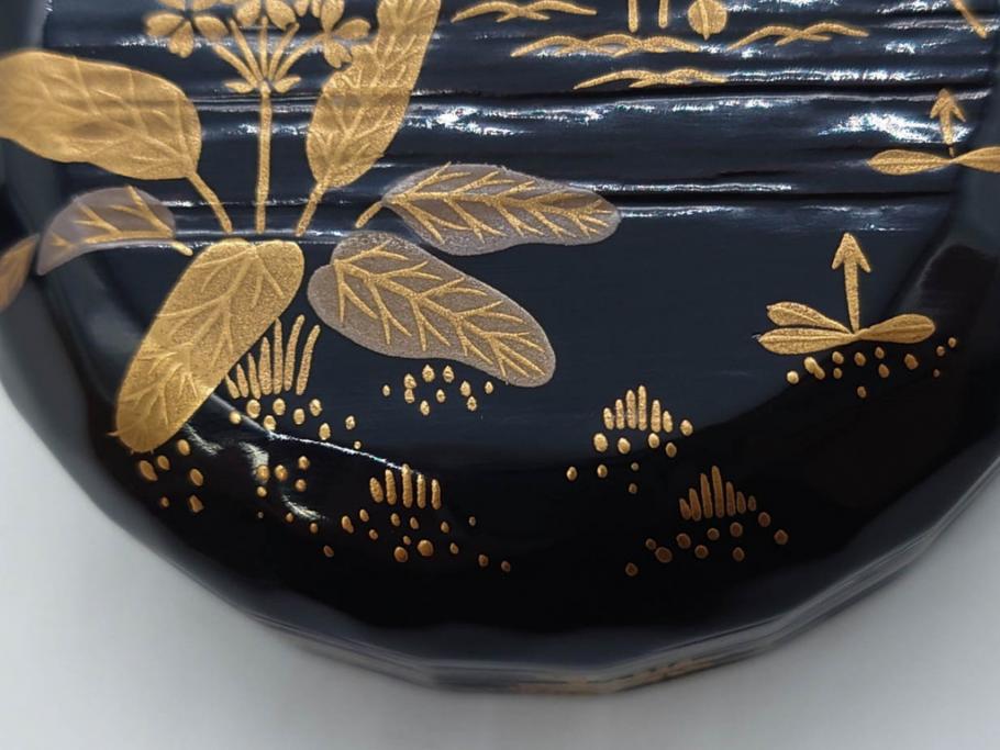 木具師 橋村萬象造　細やかな蒔絵が魅力の棗(折撓、花押、春秋、たんぽぽ、すすき、ススキ、花、植物、鵬雲斎書付き、木製、漆器、茶入れ、茶道具、茶筒、茶器、共箱付き)(R-079309)