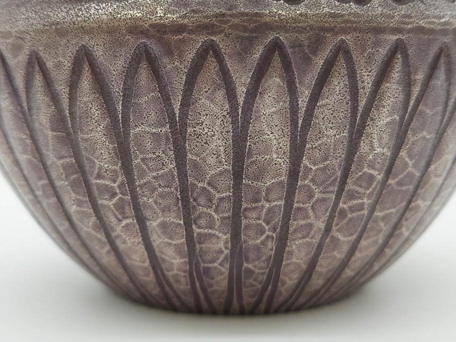 中川浄益　雲龍菊形　純銀　重量 約297g　細かなデザインが上品な建水(シルバー、茶道具、こぼし、水翻、南鐐、菊彫、花押、鵬雲斎書付き、共箱付き)(R-079311)