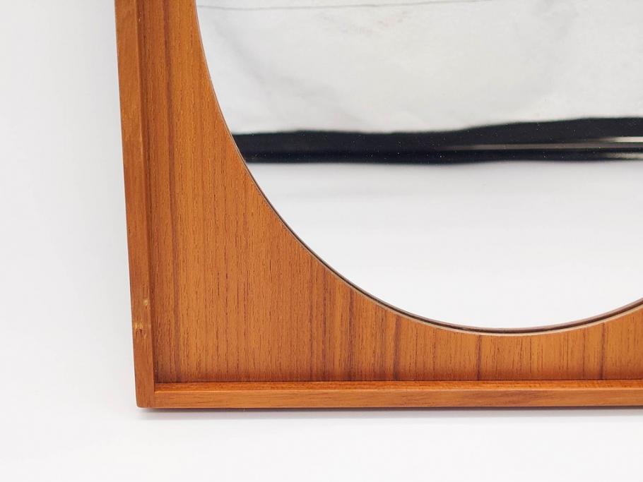 スウェーデン　GLAS MASTER MARKARYD　シンプルで木の温もり感じるミラー(壁掛け鏡、吊鏡、北欧)(R-079312)