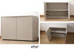 キャビネットをペイントリメイク!高品質リペアを施し、ご希望の色にペイント仕上げ。