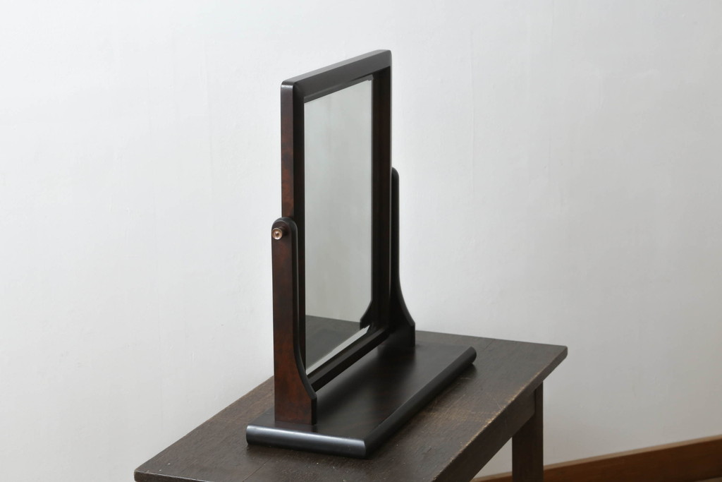中古　美品　北海道民芸家具　シンプルで落ち着いた佇まいが美しい卓上ミラー(鏡)(R-054479)