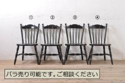 イギリスビンテージ　ERCOL(アーコール)　クッション付きシスルバックチェア(椅子、ダイニングチェア、アームチェア、ウィンザーチェア、板座チェア、イス、1人掛け、ヴィンテージ、ウインザーチェア)(R-059507)