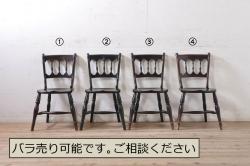 アンティーク家具　イギリスアンティーク　ストリップド(剥離)　オーク材　凝った意匠のダイニングチェア(椅子)(R-046277)