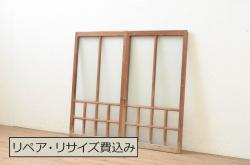 古民具・骨董　総欅材のモダンな木製面格子
