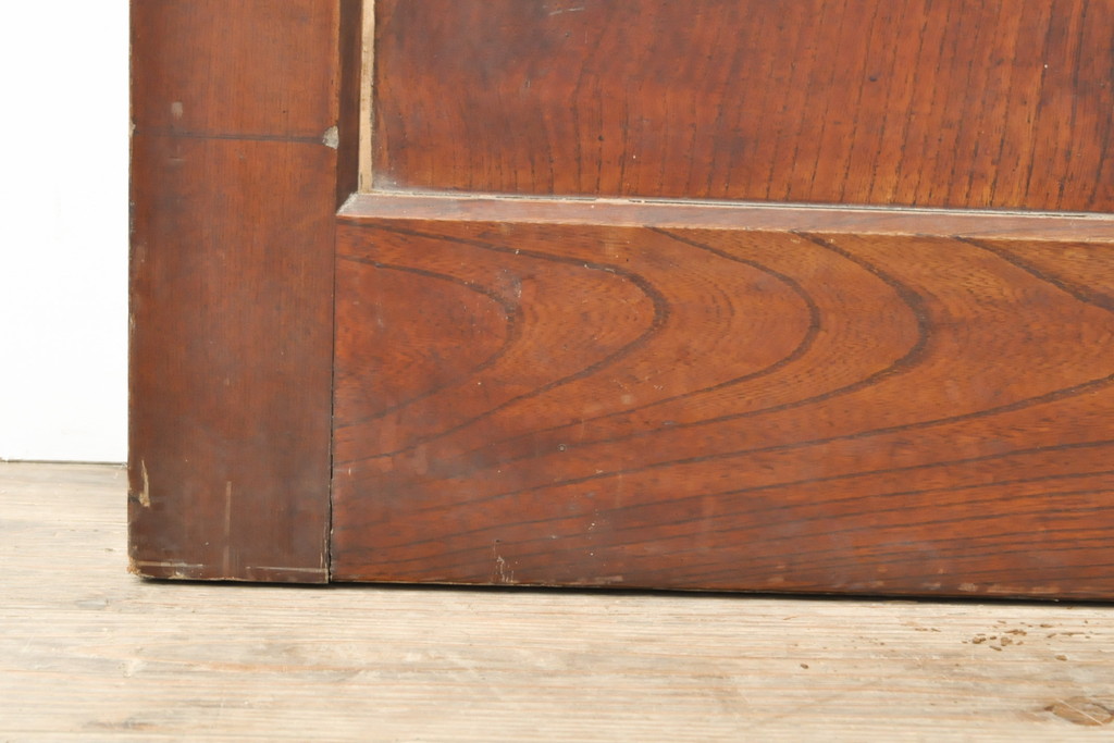 和製アンティーク　総ケヤキ材(欅)　大きな金具が存在感を高める格子蔵戸1枚(玄関戸、引き戸、建具、格子戸、マス目、升目)(R-055304)