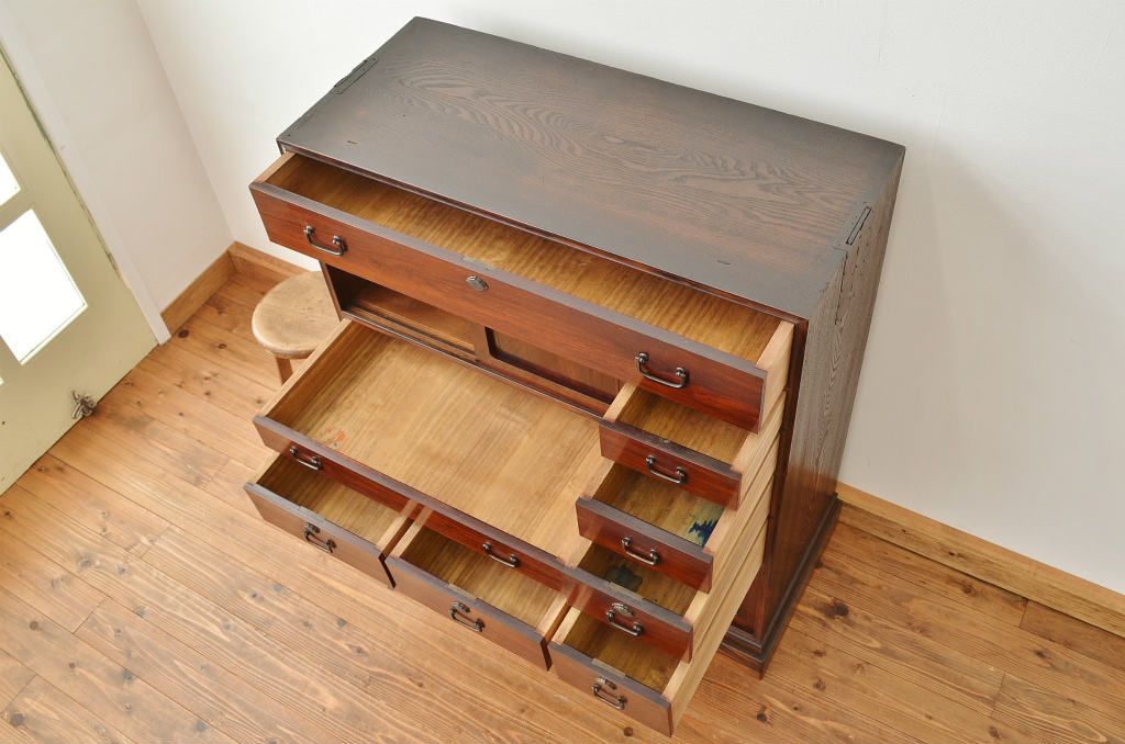 アンティーク家具　珍品希少!最高級!唐木と黒柿の重厚な帳場箪笥