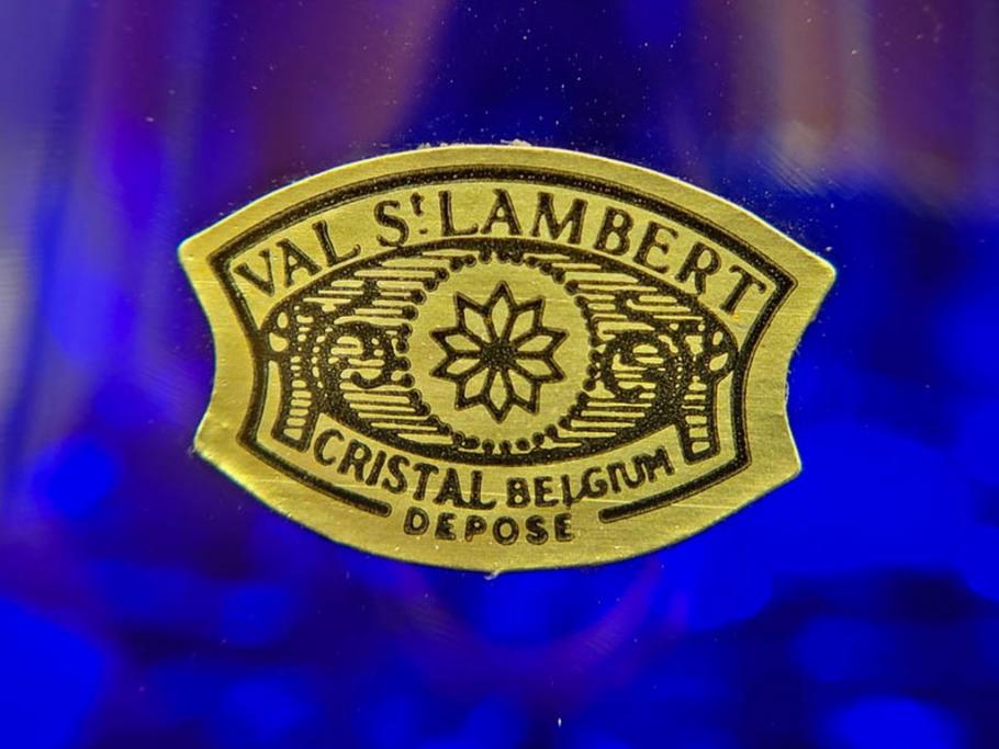 1987年　ベルギー　Val Saint Lambert(ヴァル・サン・ランベール)　キリンビアマグコレクション　コレクターズグラス　金彩　深青に金彩が映える優雅なビアマグ(KIRIN COLLECTORS GLASS、ジョッキ、ケース付き)(R-079314)
