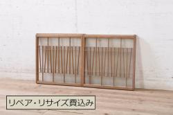 アンティーク建具　ペイント仕上げ限定　大正ロマンの雰囲気漂う店舗用ガラス戸2枚セット(引き戸)(R-067343)