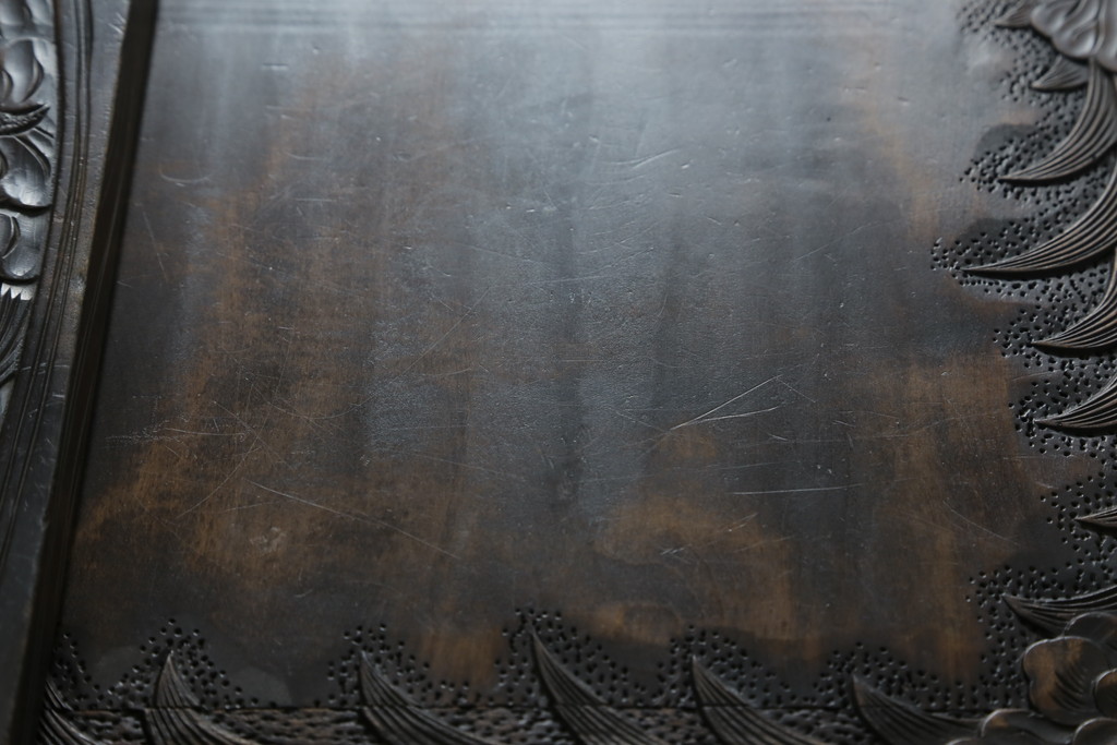 和製ビンテージ　軽井沢彫り　激レア!両面使いのカウンターテーブルチェスト(引き出し、キャビネット、収納棚、サイドボード)(R-053449)