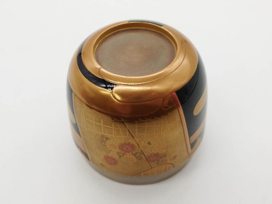 博友作　輪島塗　優美で豪華な棗(菊、花、雲模様、蒔絵、漆器、木製、茶入れ、茶筒、茶道具、茶器、共箱付き)(R-079327)