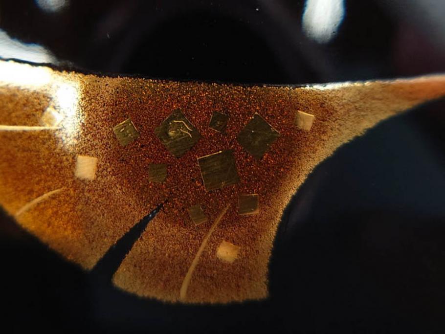 鈴谷鐵五郎　輪島塗　銀杏　繊細な蒔絵に見惚れる棗(いちょう、梨地、漆器、木製、茶入れ、茶筒、茶道具、茶器、共布付き、共箱付き)(R-079428)