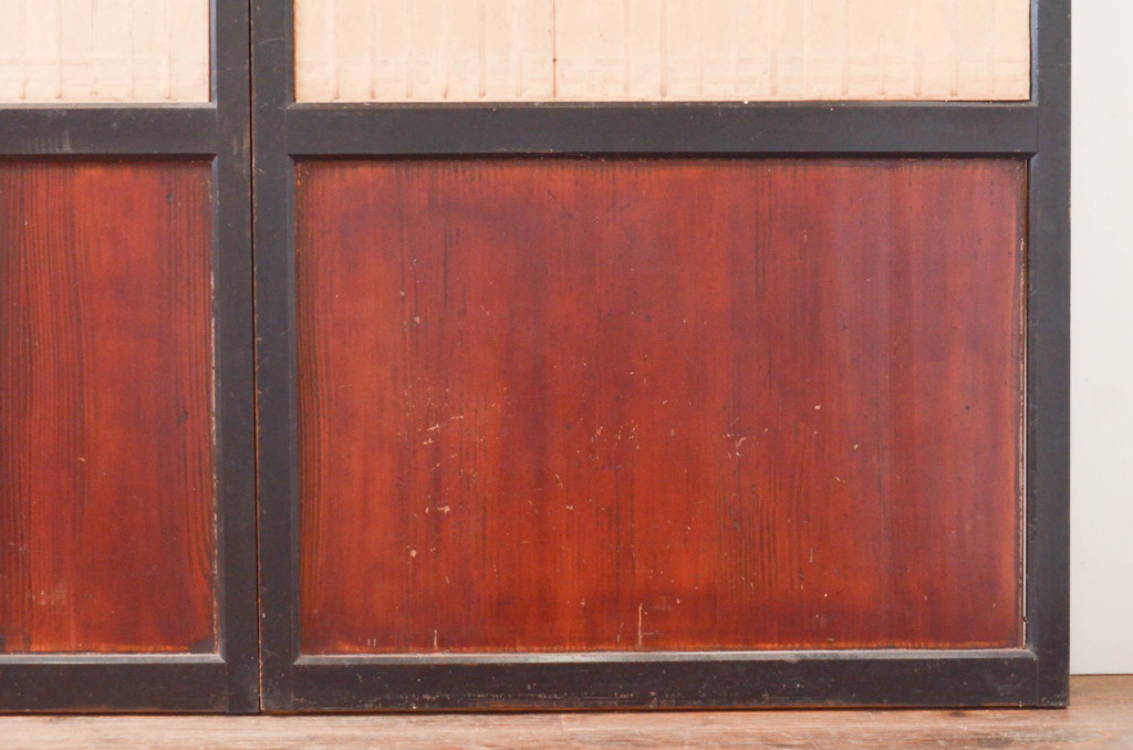 アンティーク建具　和の情緒を演出する障子帯戸4枚セット(引き戸、板戸、障子戸)(R-072538)