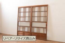 【加工実例】明治期の透かし入り板戸の丸戸車からV字戸車へ交換しました。あわせて戸枠を新規製作。(帯戸、引き戸、建具)
