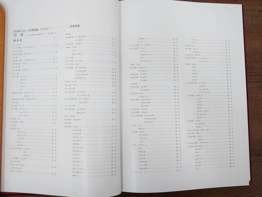 昭和57年　魚譜 日本料理盛付精撰 日本食用魚介藻 大図鑑(著者 志の島忠、監修 末廣恭雄 阿部宗明 鈴木克美 益田一、グラフ社、本、古書、和食、指南書、レシピ、カバー付き、外箱付き)(R-079459)