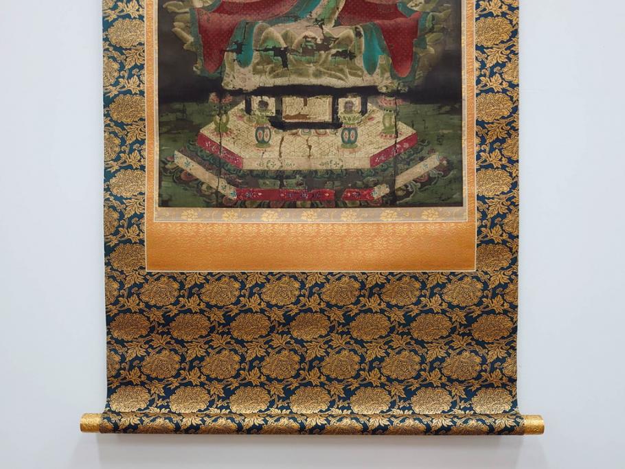 工芸　複製画　神護寺所蔵　国宝　釈迦如来像　第577番　掛軸(第五百七十七番、掛け軸、絹本、仏画、共箱付き、解題、多色コロタイプ印刷、手彩色)(R-079460)　