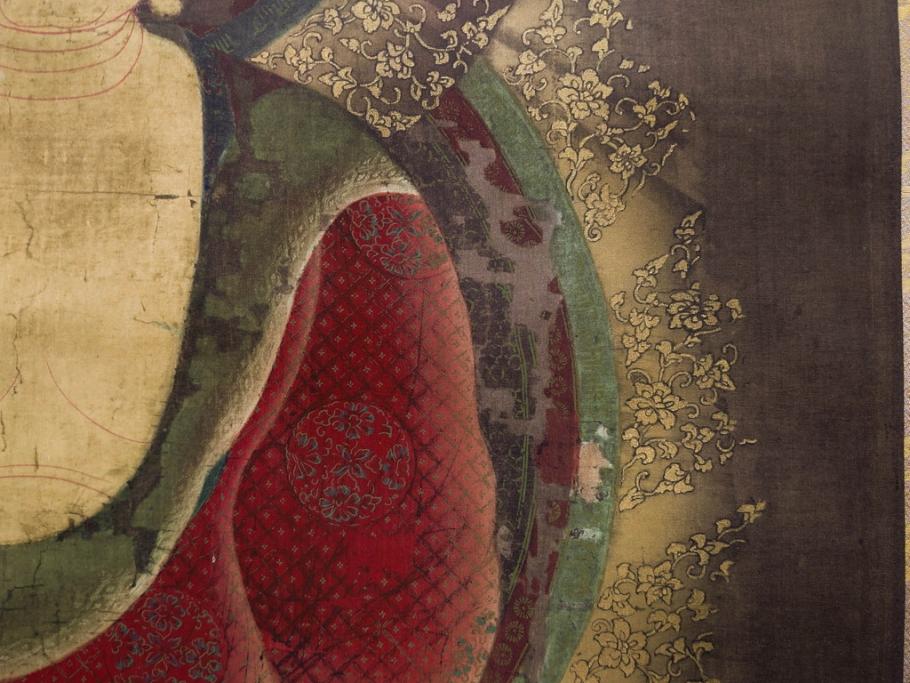 工芸　複製画　神護寺所蔵　国宝　釈迦如来像　第577番　掛軸(第五百七十七番、掛け軸、絹本、仏画、共箱付き、解題、多色コロタイプ印刷、手彩色)(R-079460)　