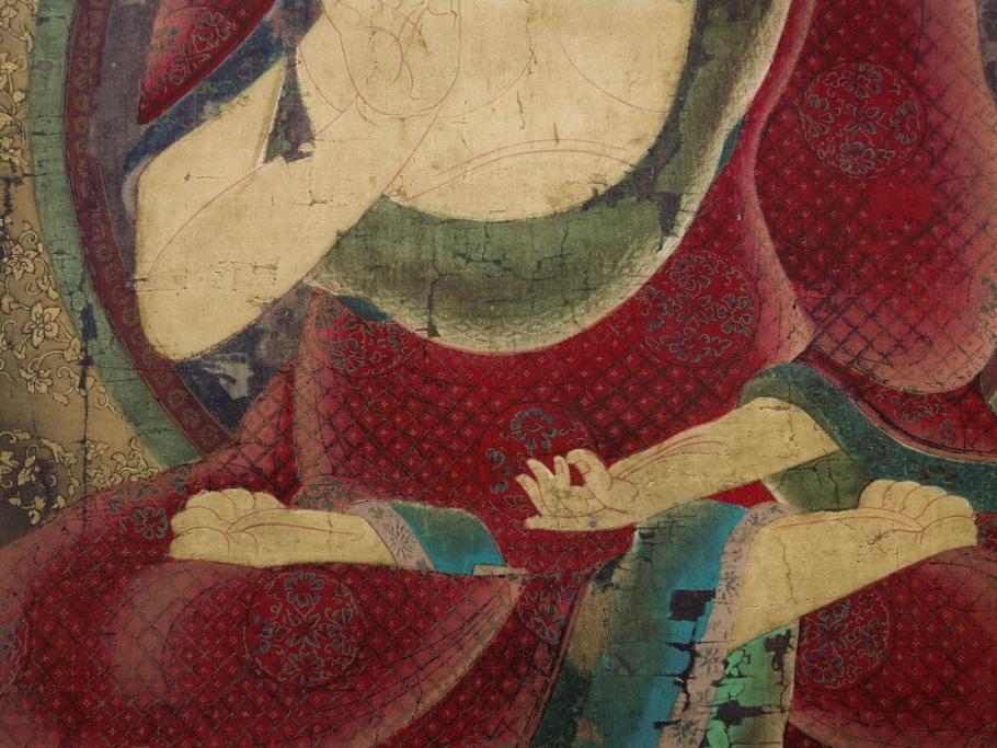 工芸　複製画　神護寺所蔵　国宝　釈迦如来像　第577番　掛軸(第五百七十七番、掛け軸、絹本、仏画、共箱付き、解題、多色コロタイプ印刷、手彩色)(R-079460)　