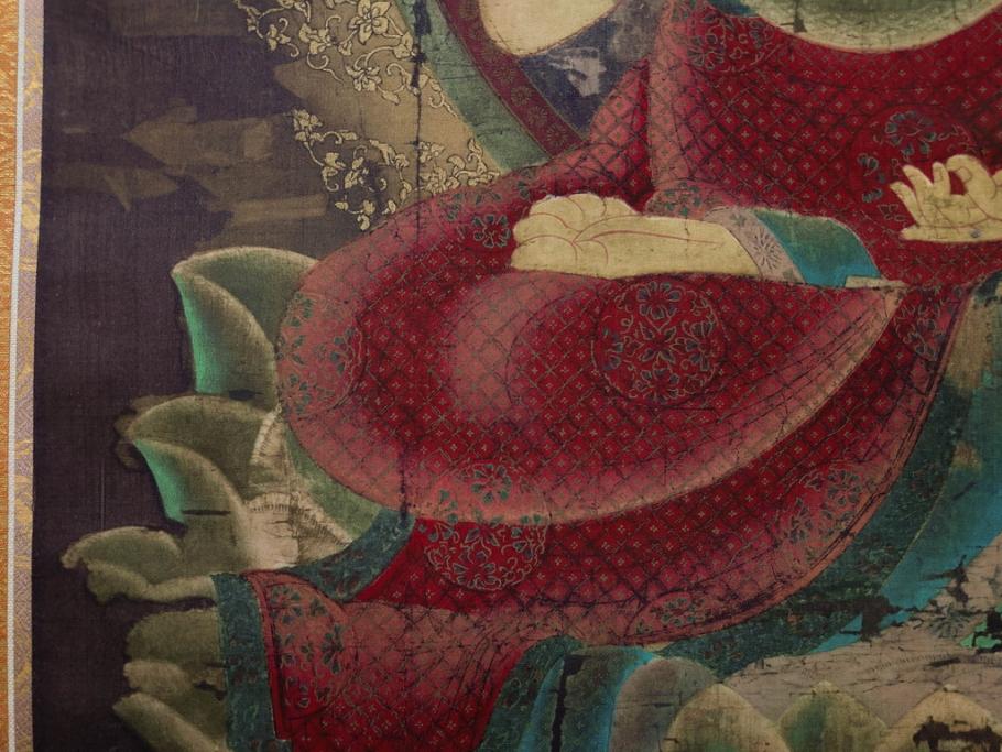 工芸　複製画　神護寺所蔵　国宝　釈迦如来像　第577番　掛軸(第五百七十七番、掛け軸、絹本、仏画、共箱付き、解題、多色コロタイプ印刷、手彩色)(R-079460)　