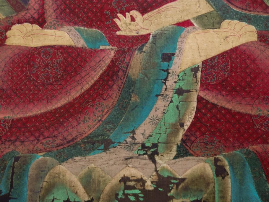 工芸　複製画　神護寺所蔵　国宝　釈迦如来像　第577番　掛軸(第五百七十七番、掛け軸、絹本、仏画、共箱付き、解題、多色コロタイプ印刷、手彩色)(R-079460)　