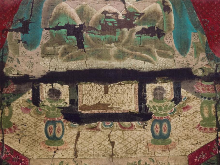 工芸　複製画　神護寺所蔵　国宝　釈迦如来像　第577番　掛軸(第五百七十七番、掛け軸、絹本、仏画、共箱付き、解題、多色コロタイプ印刷、手彩色)(R-079460)　