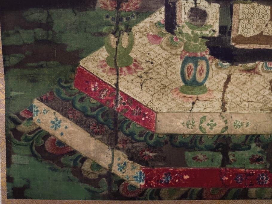 工芸　複製画　神護寺所蔵　国宝　釈迦如来像　第577番　掛軸(第五百七十七番、掛け軸、絹本、仏画、共箱付き、解題、多色コロタイプ印刷、手彩色)(R-079460)　