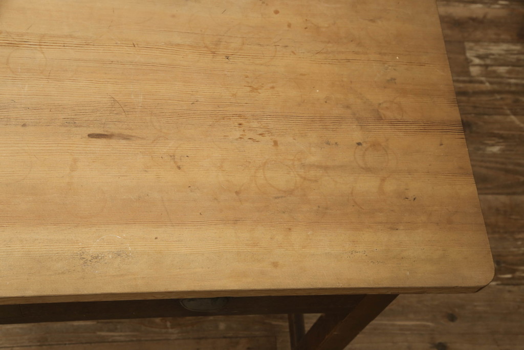和製アンティーク　両面引き出しが使い勝手の良い大振りな作業台(ダイニングテーブル、食卓、2人掛け、4人掛け、ワークスペース)(R-065427)