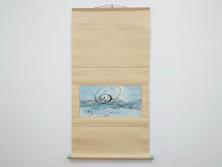 1999年　春　横山善一　白夜・未来派の女性像　掛軸(掛け軸、日展会員、サイン入り、落款、共箱付き)(R-079461)　