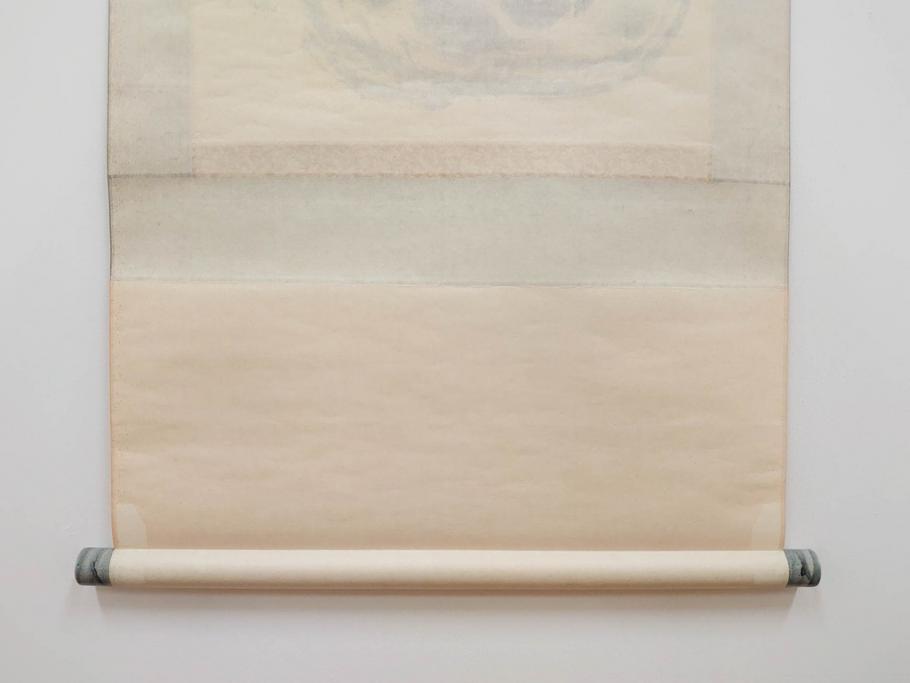 小林五浪　「茄子」　掛軸(掛け軸、なす、野菜、バッタ、飛蝗、昆虫、日本画、共箱付き)(R-079464)