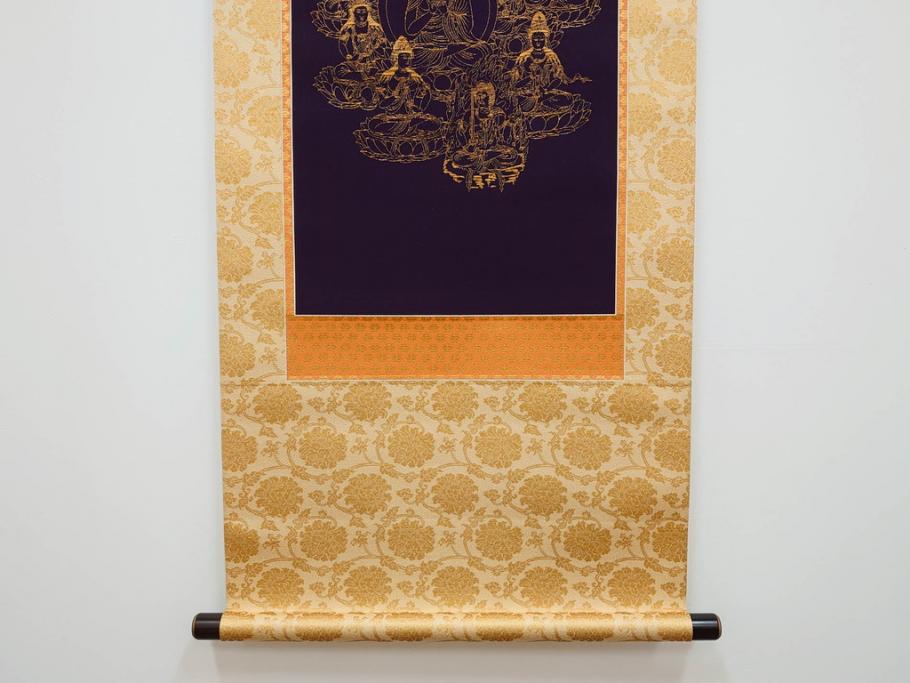 暁山人作　本金当麻つづれ十三佛像図　掛軸(掛け軸、仏画、仏具、京表具 横山清和堂、表装の栞つき、共箱付き)(R-079466)