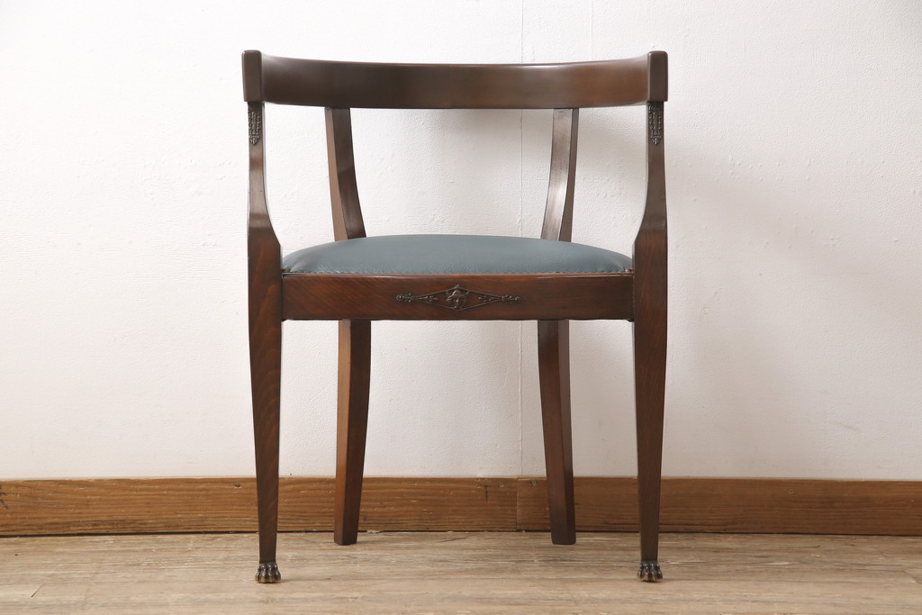 スペインアンティーク　ユニークな真鍮飾りが目を引くアームチェア(イス、椅子)(R-051858)