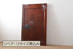 和製アンティーク　新潟産　総ケヤキ材一枚板(欅)・漆塗り　ぶ厚い!!立派な佇まいが存在感を際立たせる蔵戸1枚(引き戸、玄関戸、建具)(R-055126)