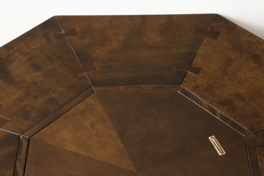 中古　2way　八角　民芸家具　上下分けて使えるのが便利な囲炉裏テーブル(火鉢、座卓、リビングテーブル)(R-059514)