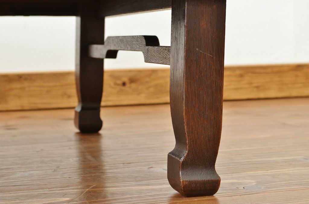 アンティーク家具　アンティーク　古いナラ材の丸ちゃぶ台(テーブル)