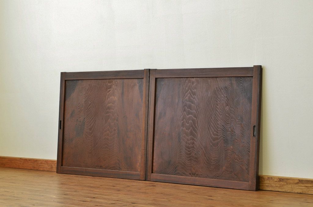 アンティーク シックな一枚板引き戸2枚セット(扉・建具)