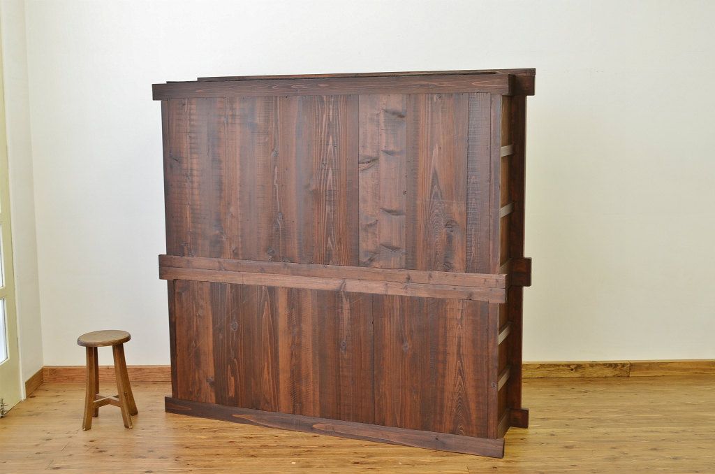 アンティーク家具　古民具 骨董 造りのとても良い変わり型水屋箪笥(のぼり付き)